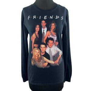 FRIENDS Fruit of the Loom Sofspun Black Graphic Print Long Sleeve T-Shirt Size S